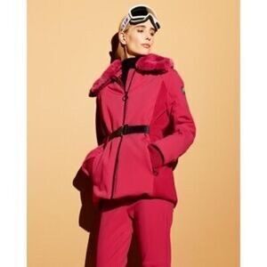 fusalp clea bltd zip ski jacket with faux fur pink 40/US4